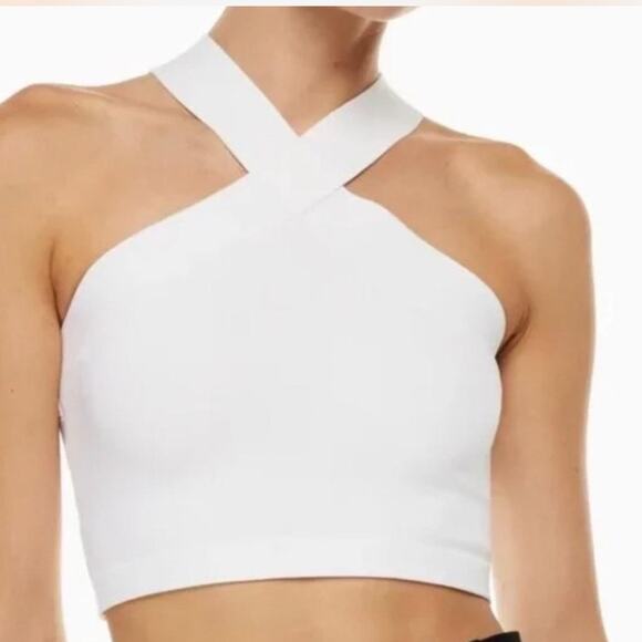 Babaton Aritzia White Sculpt Knit Criss Cross Tank - Picture 2 of 6